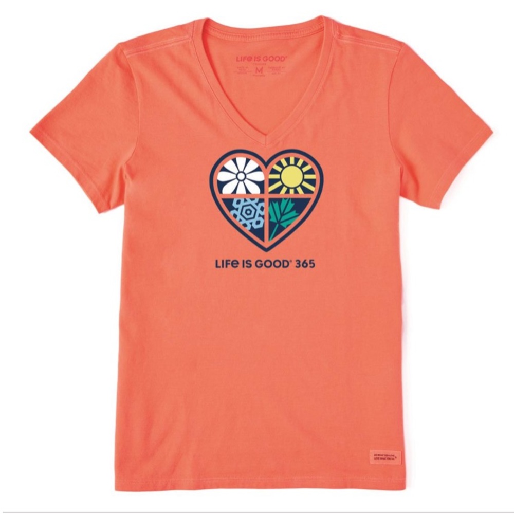 NWT Life is Good Women's 365 One Heart Short-Sleeve Crusher Lite Vee